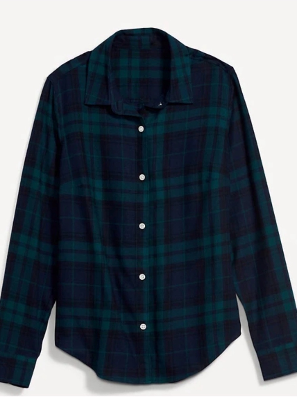 Old Navy Blue and Dark Green Plaid Button-Down Shirt